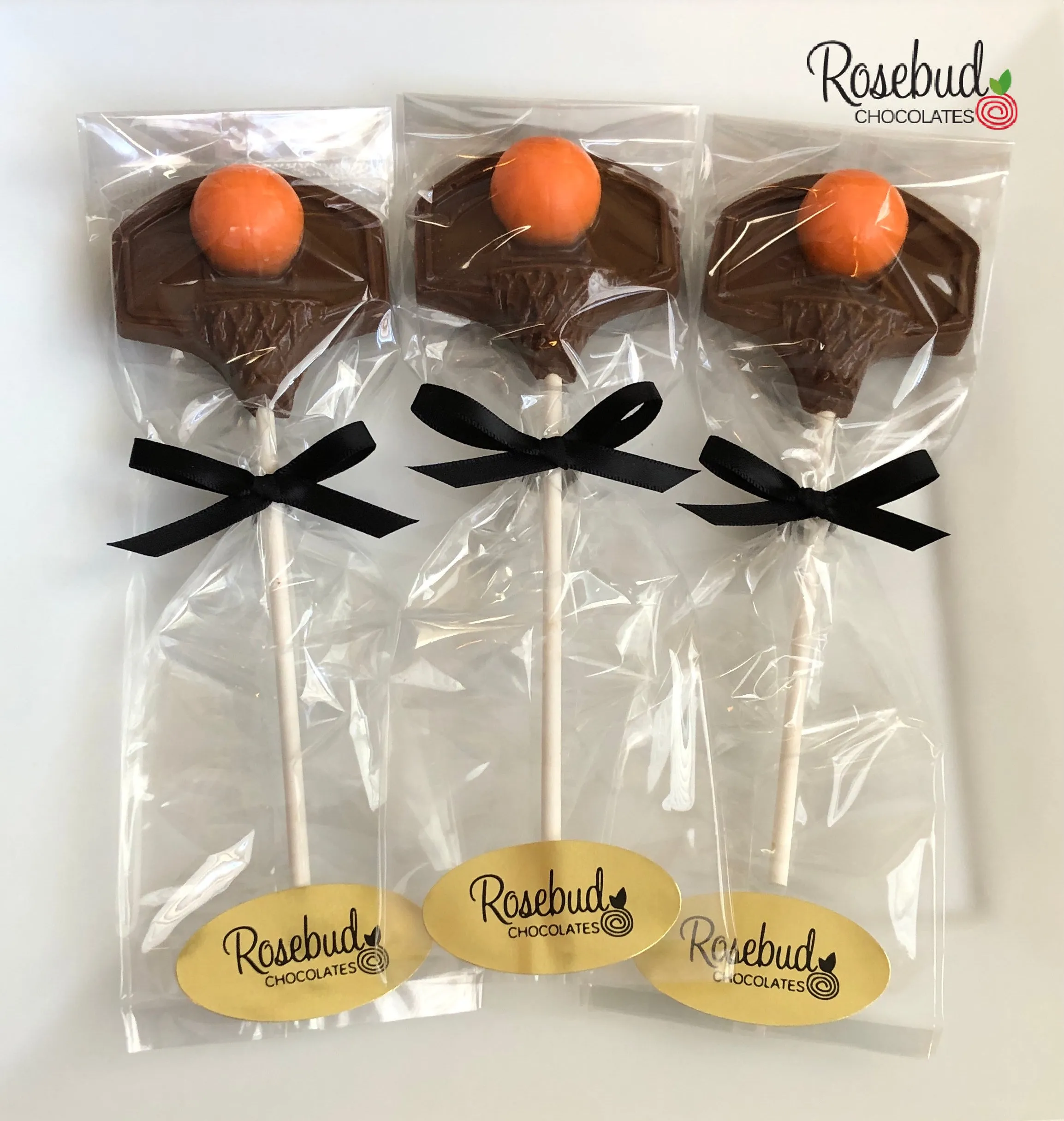 12 BASKETBALL HOOP & BALL Chocolate Lollipop Party Favors