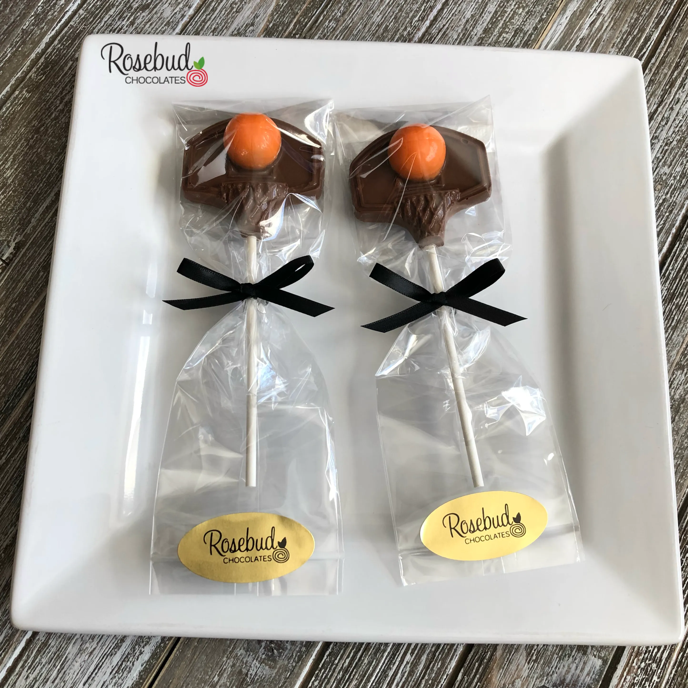 12 BASKETBALL HOOP & BALL Chocolate Lollipop Party Favors