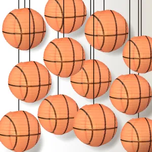 12 PACK | Basketball Paper Lantern Shaped Sports Hanging Decoration