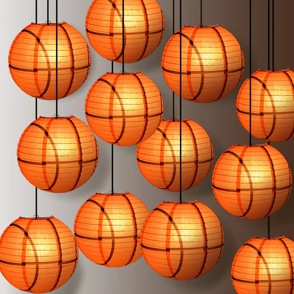 12 PACK | Basketball Paper Lantern Shaped Sports Hanging Decoration