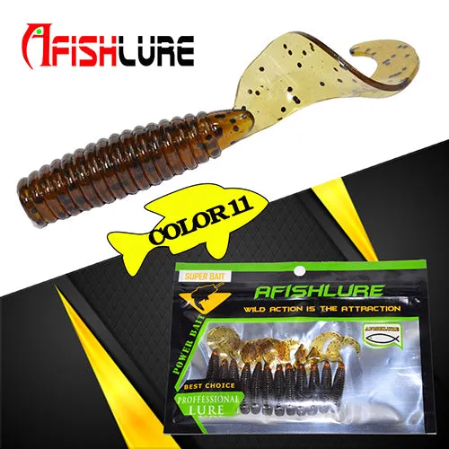 24pcs/lot Afishlure 45mm 1.2g curly tail grub artificial Panfish Crappie Bream Trout crankbait soft bait fishing lure