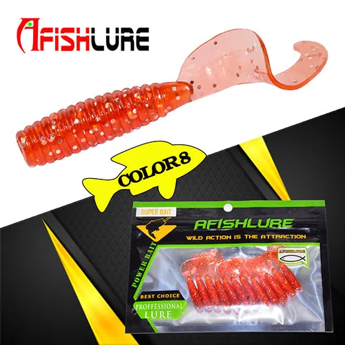 24pcs/lot Afishlure 45mm 1.2g curly tail grub artificial Panfish Crappie Bream Trout crankbait soft bait fishing lure