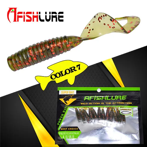 24pcs/lot Afishlure 45mm 1.2g curly tail grub artificial Panfish Crappie Bream Trout crankbait soft bait fishing lure