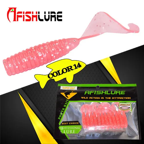 24pcs/lot Afishlure 45mm 1.2g curly tail grub artificial Panfish Crappie Bream Trout crankbait soft bait fishing lure