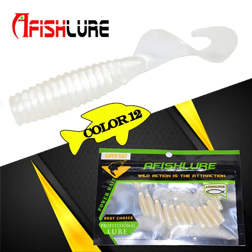 24pcs/lot Afishlure 45mm 1.2g curly tail grub artificial Panfish Crappie Bream Trout crankbait soft bait fishing lure