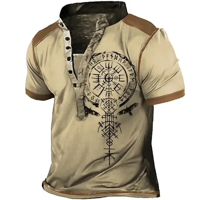 3D Print Sailboat Men's Graphic Tee - Summer Style Short Sleeve Button-Down Shirt