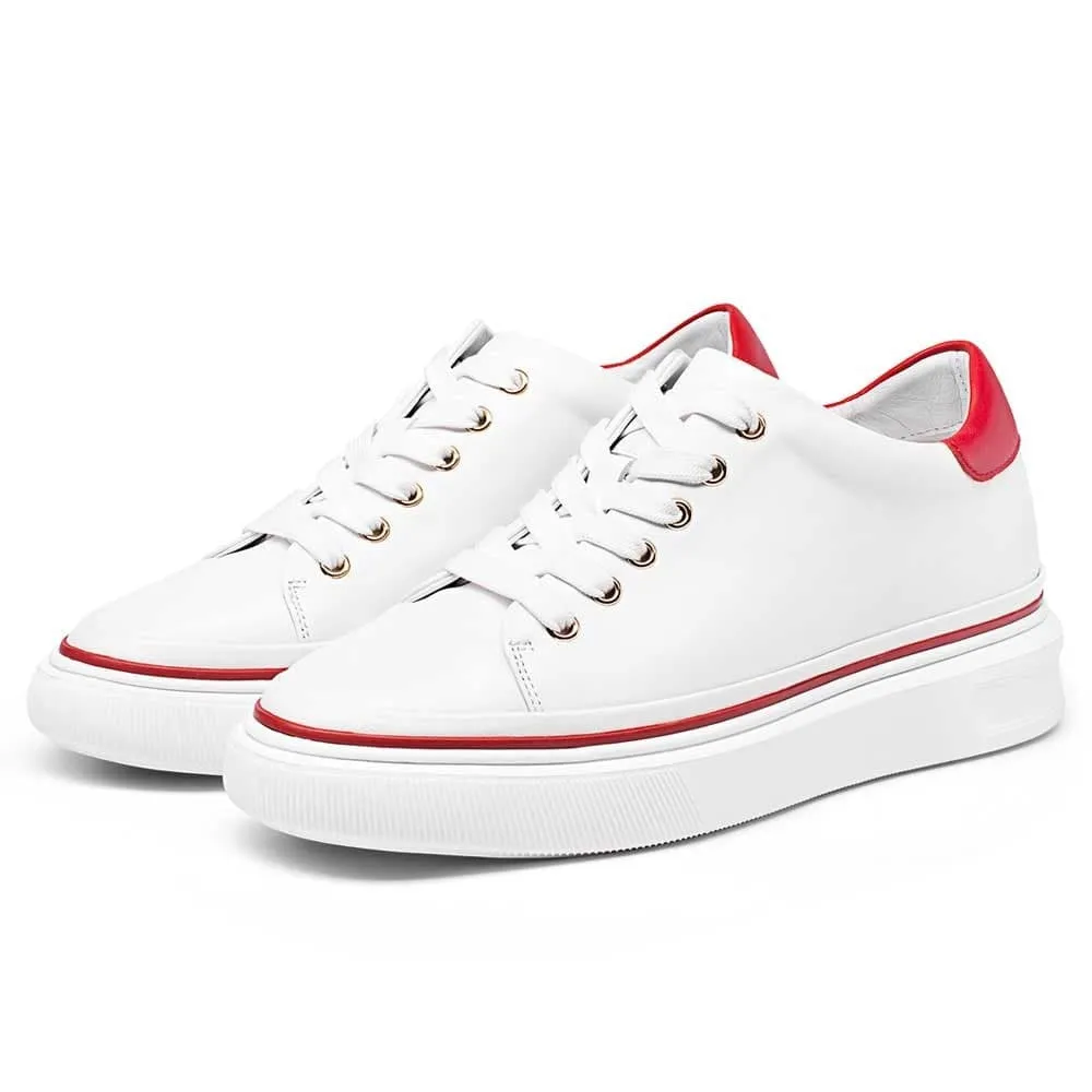 7 CM / 2.76 Inches CMR CHAMARIPA Height Increasing Sports Shoes: Elevator Sneakers for Women - White Leather Sneakers