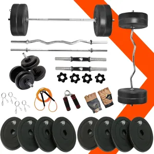 8 kg Home Gym Set with 3Ft Curl 3Ft Straight Rod | Pair Dumbbell Rod PVC Dumbbell Plates