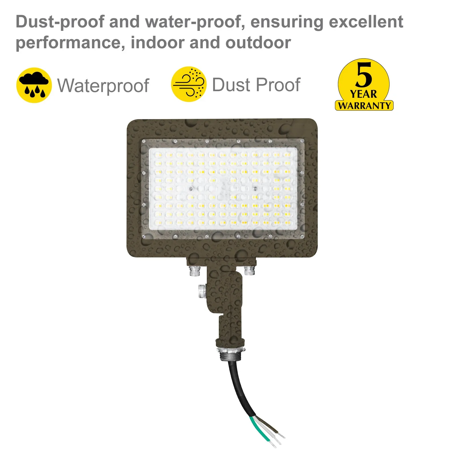 90W Bronze Flood Light LED Outdoor Security Lights - Waterproof - 3CCT 3000K-5000K - 12600LM - Knuckle Mount