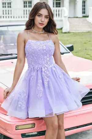 A Line Sequins Lilac Cute Homecoming Dress with Appliques PD570