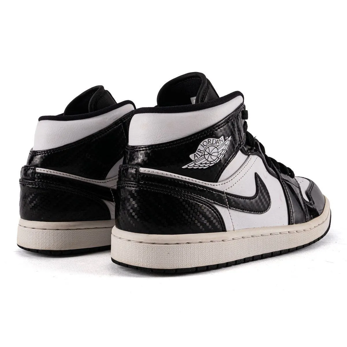 Air Jordan 1 Carbon Fiber High-Top Sneakers Leather Black Colour For Men