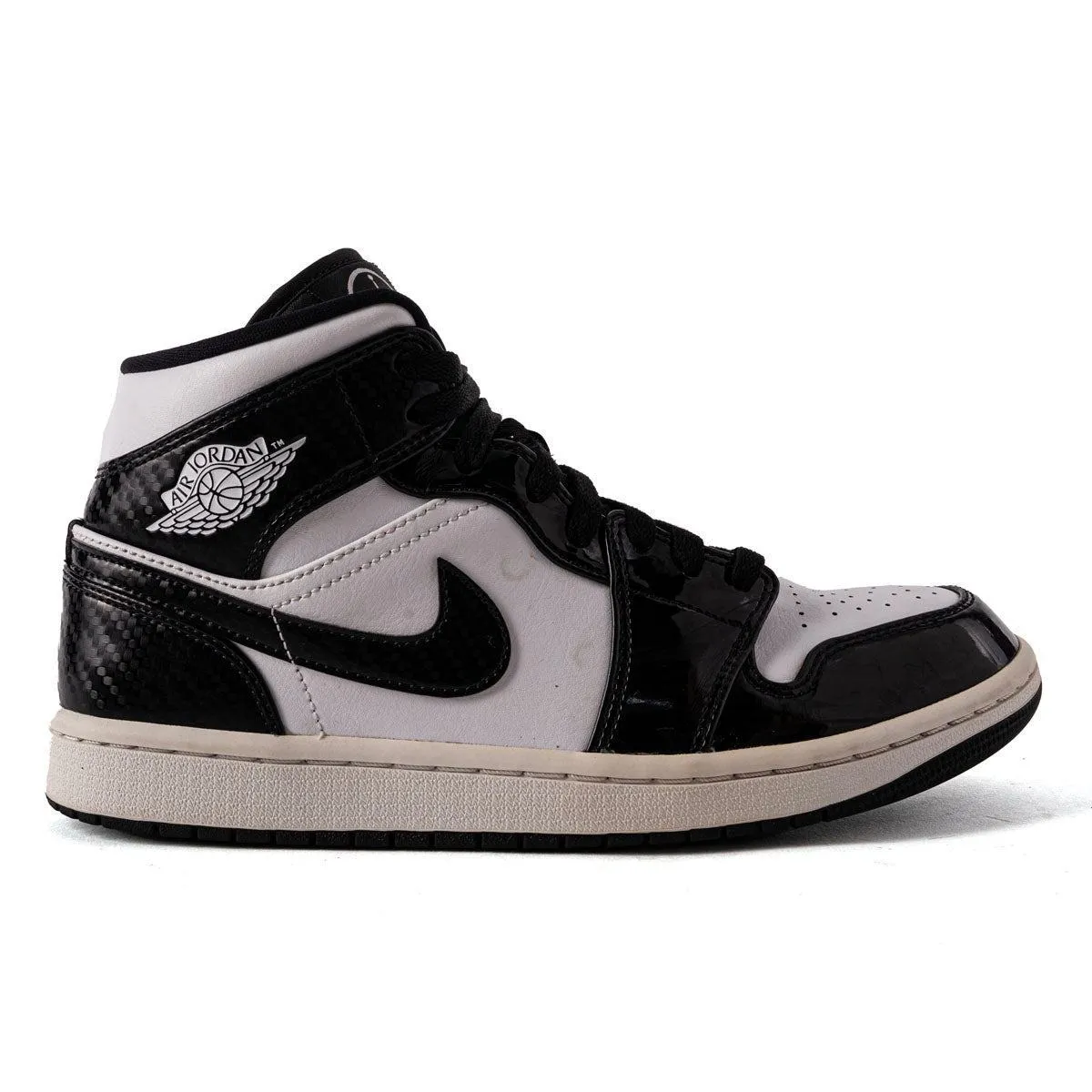 Air Jordan 1 Carbon Fiber High-Top Sneakers Leather Black Colour For Men