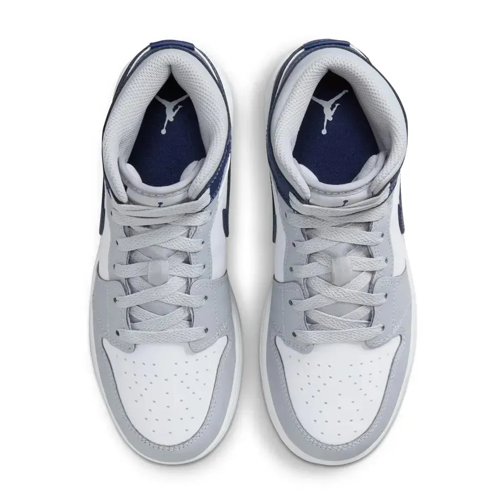 Air Jordan 1 Mid Wolf Grey Blue Navy (Gs)