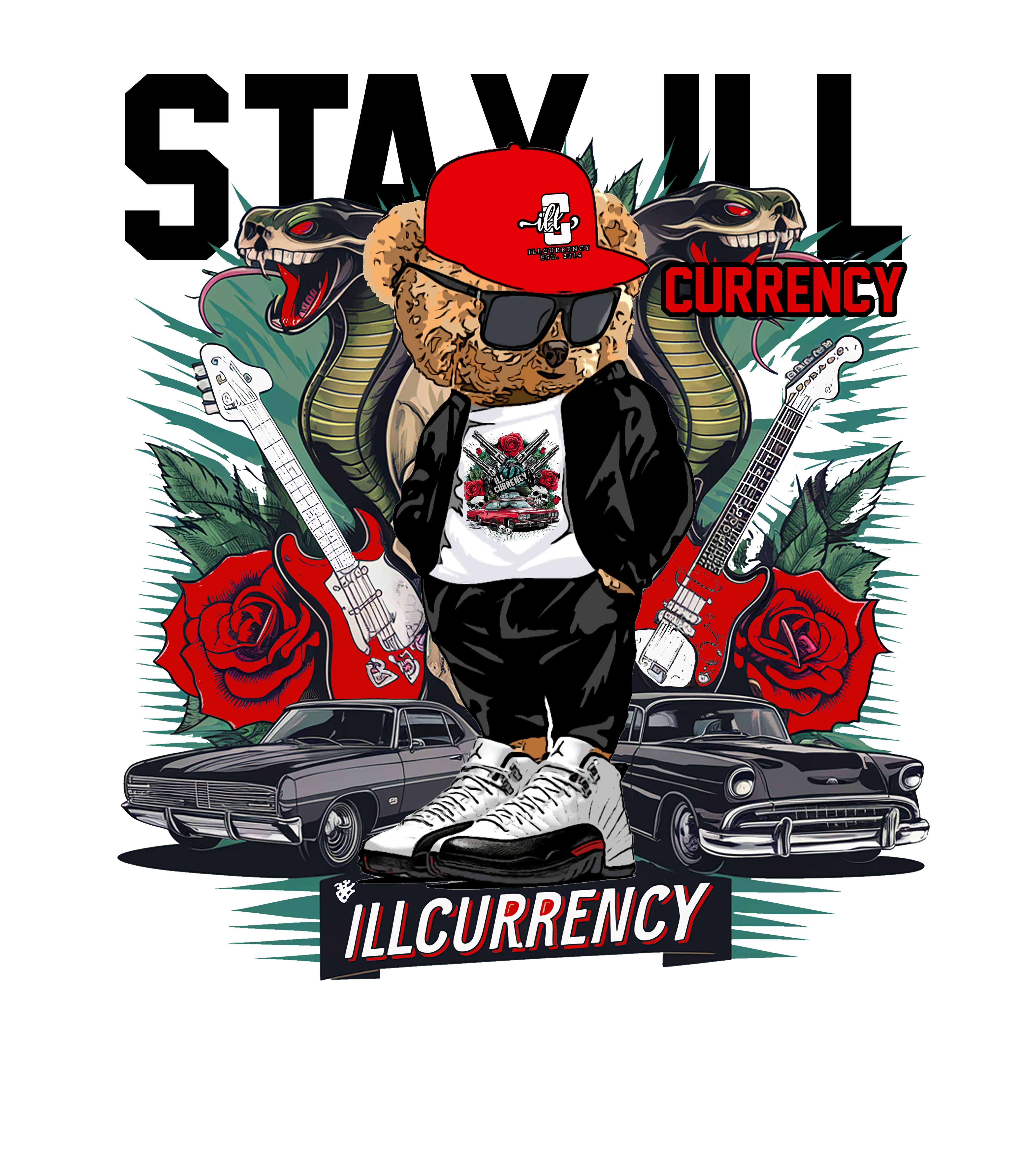 Air Jordan 12 “Red Taxi” White T-Shirt (Stay ill Bear) | illCurrency