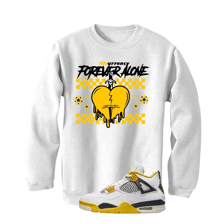 Air Jordan 4 WNNS “Vivid Sulfur” | illcurrency White T-Shirt (Forever Alone)