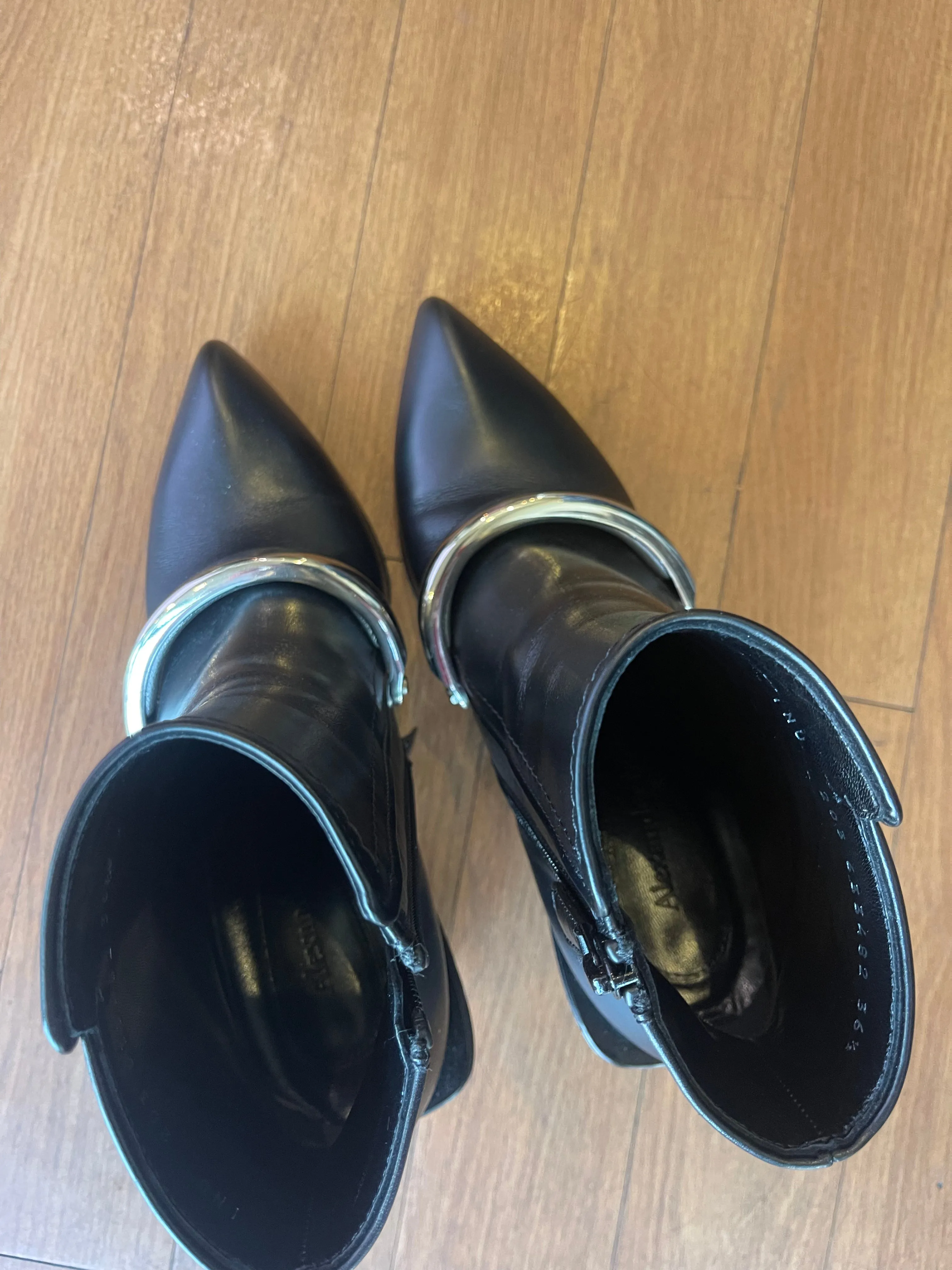 Alexander McQueen Leather Booties with Metal Detail Size 36.5