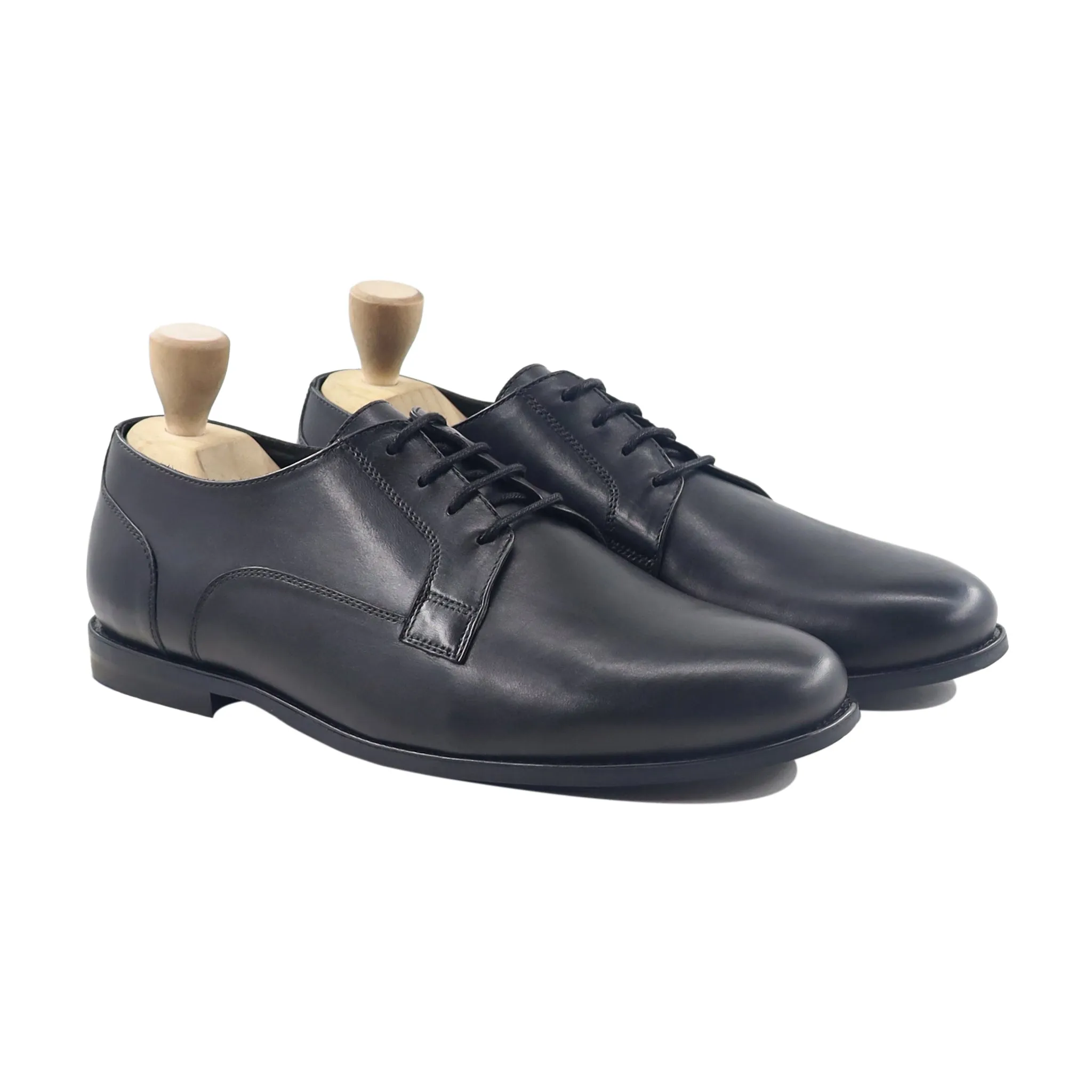 Aliza - Men's Black Calf Leather Derby Shoe