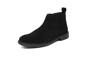 All Black Suede Leather Chelsea Boots