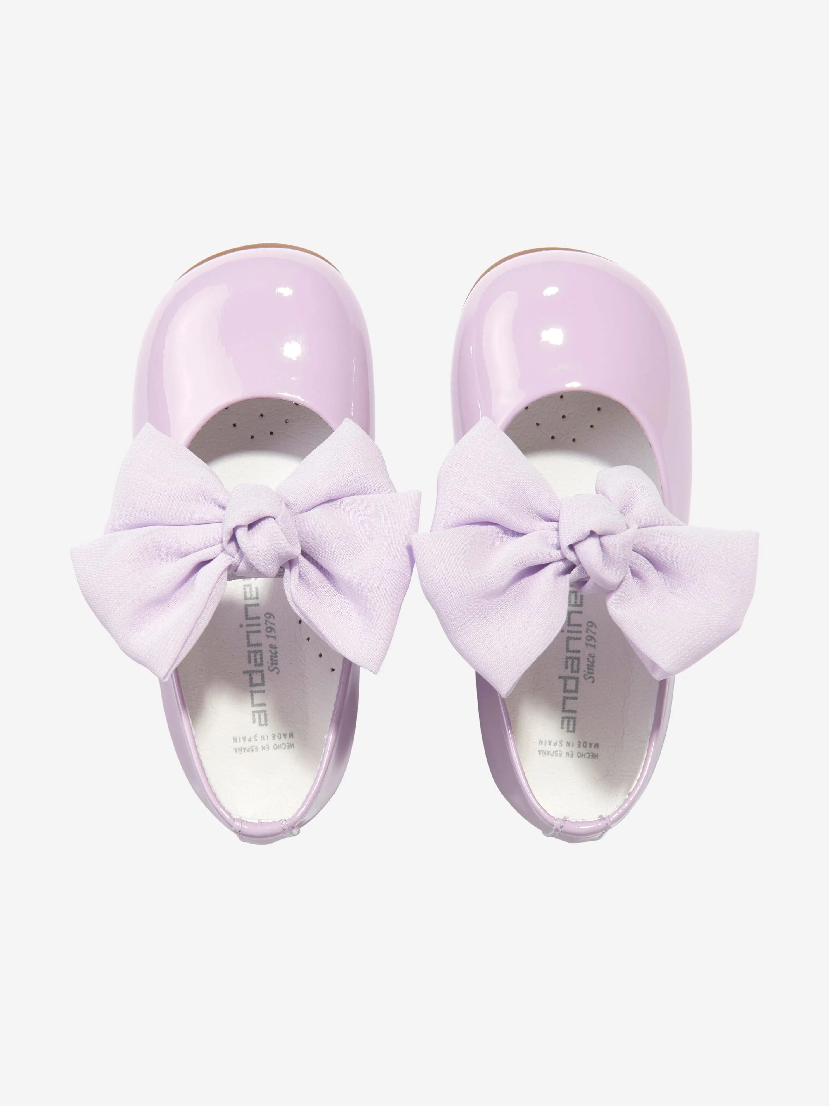 Andanines Girls Leather Bow Shoes in Purple