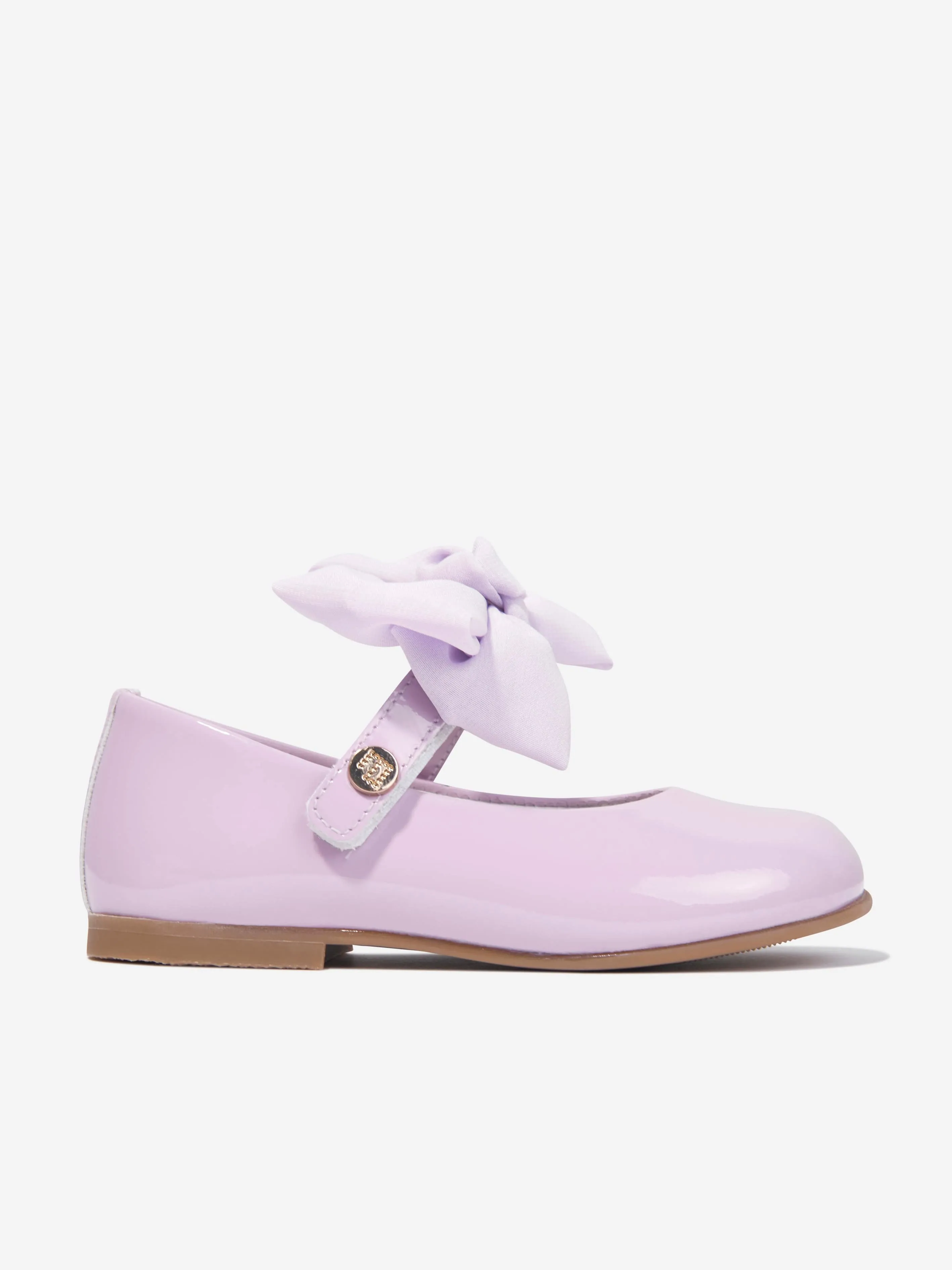 Andanines Girls Leather Bow Shoes in Purple