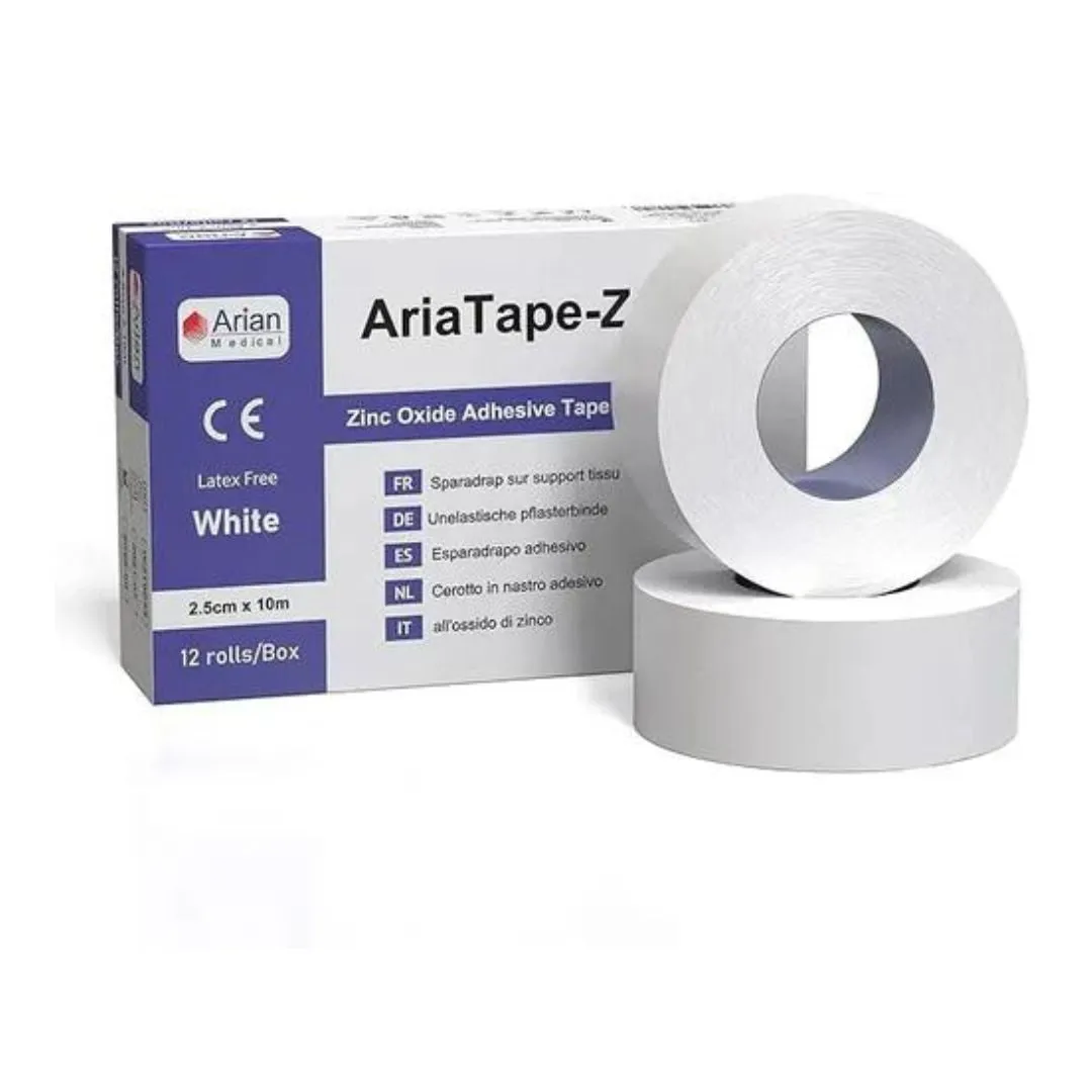 AriaTape Zinc Oxide Tape adhesives Tapes strapping and dressing tapes 3 Rolls - 2.5cm X 10m Injury Sport Straping Tearable Self Adhesive Tape