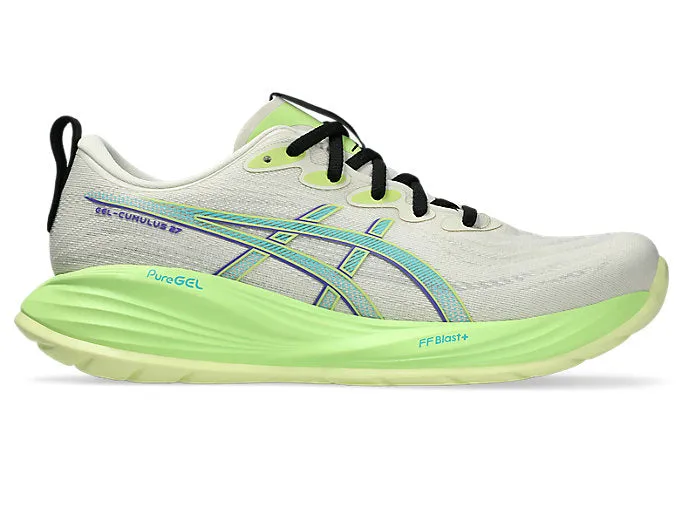 ASICS MEN'S GEL CUMULUS 27 BIRCH/LIME RUNNING SHOES