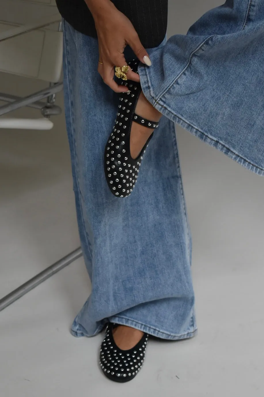 Balerina met studs- zwart