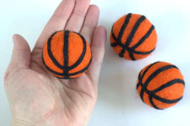 Basketball Felted Shapes- Set of 3 or 5