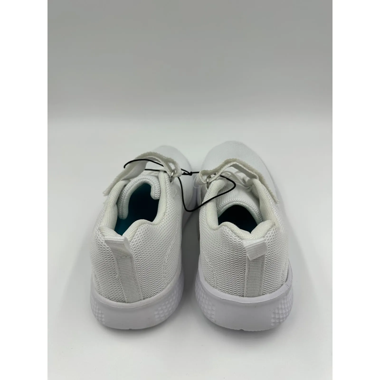 Big Kid Size 2 All White Sneakers with Straps