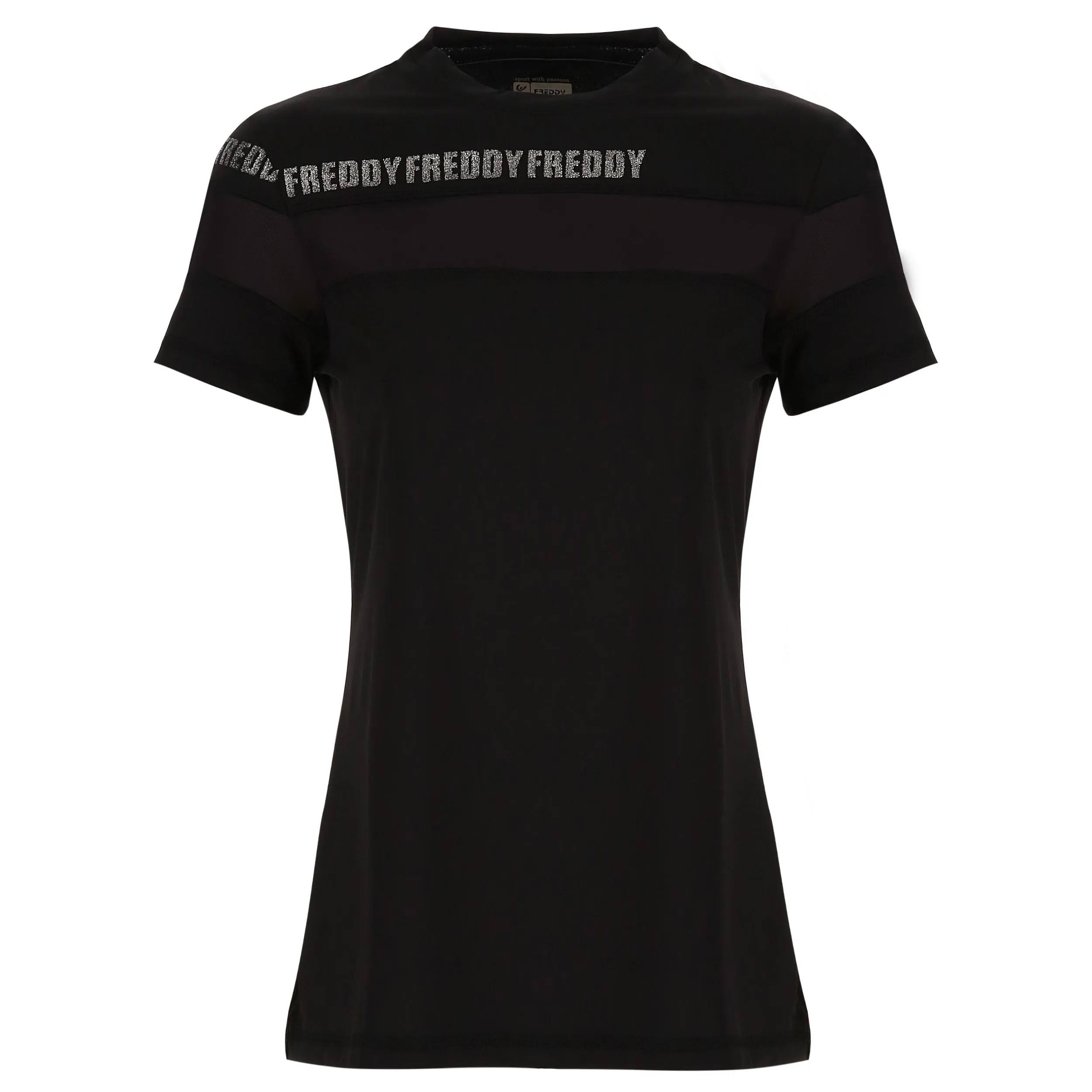 Black Active T-Shirt with Two-Tone Chest Band