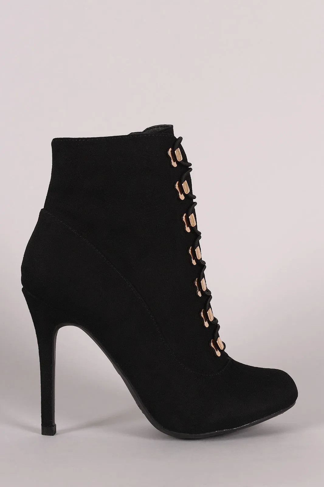 caja -Suede Elastic Lace-Up Stiletto Ankle Boots