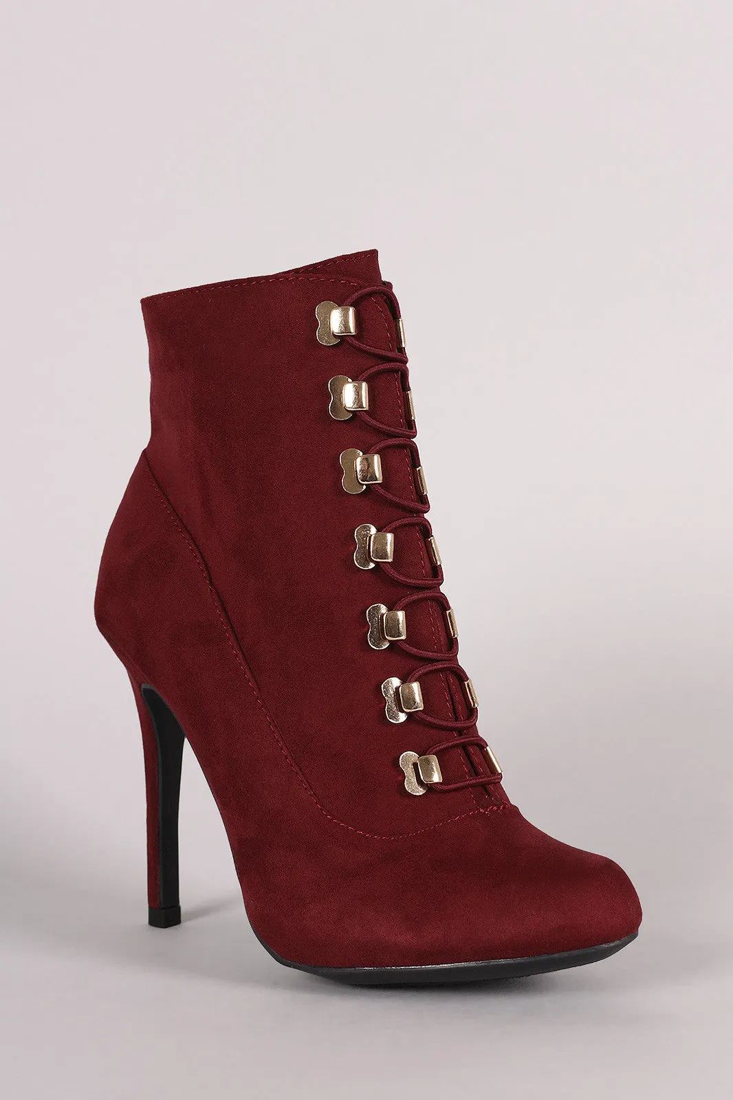 caja -Suede Elastic Lace-Up Stiletto Ankle Boots