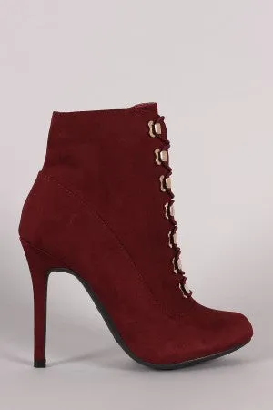 caja -Suede Elastic Lace-Up Stiletto Ankle Boots