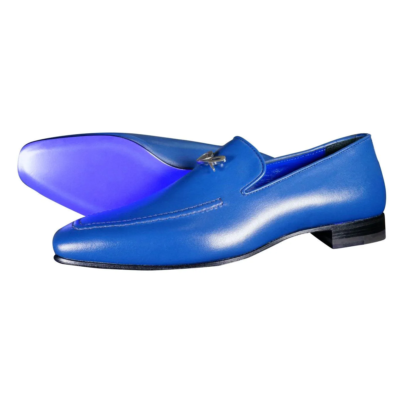 Cobalt With Silver Hardware Leather Loafer