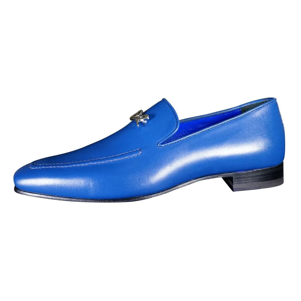 Cobalt With Silver Hardware Leather Loafer