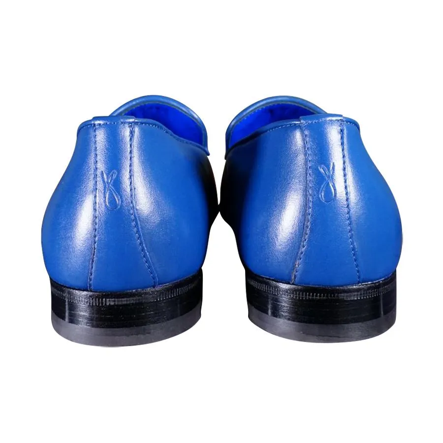 Cobalt With Silver Hardware Leather Loafer