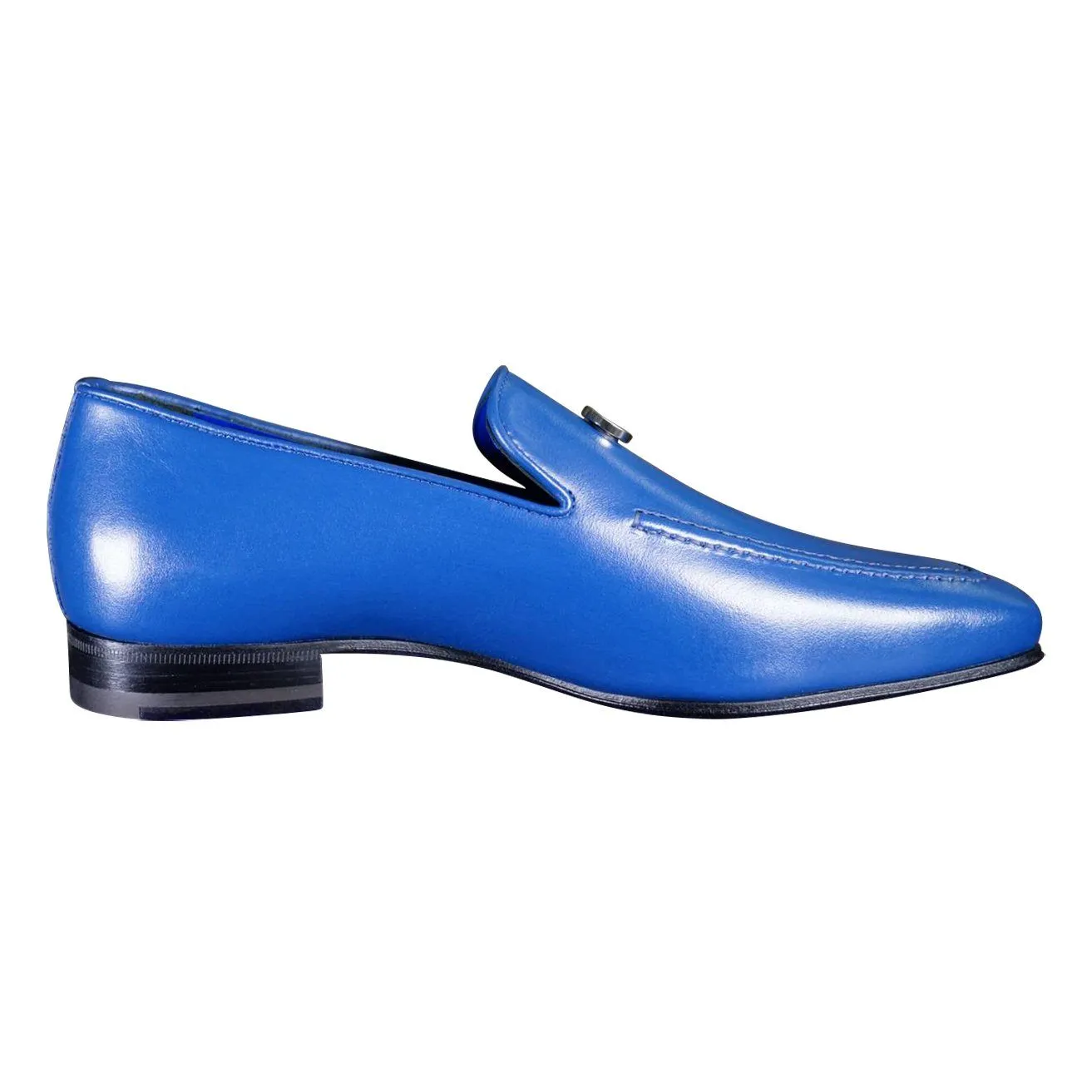 Cobalt With Silver Hardware Leather Loafer