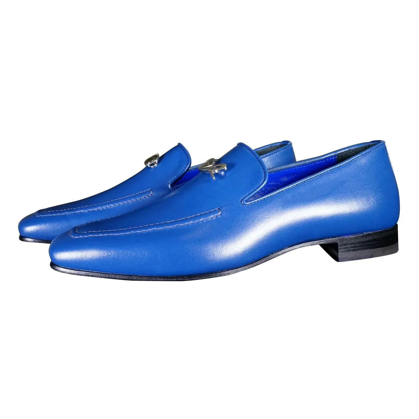 Cobalt With Silver Hardware Leather Loafer