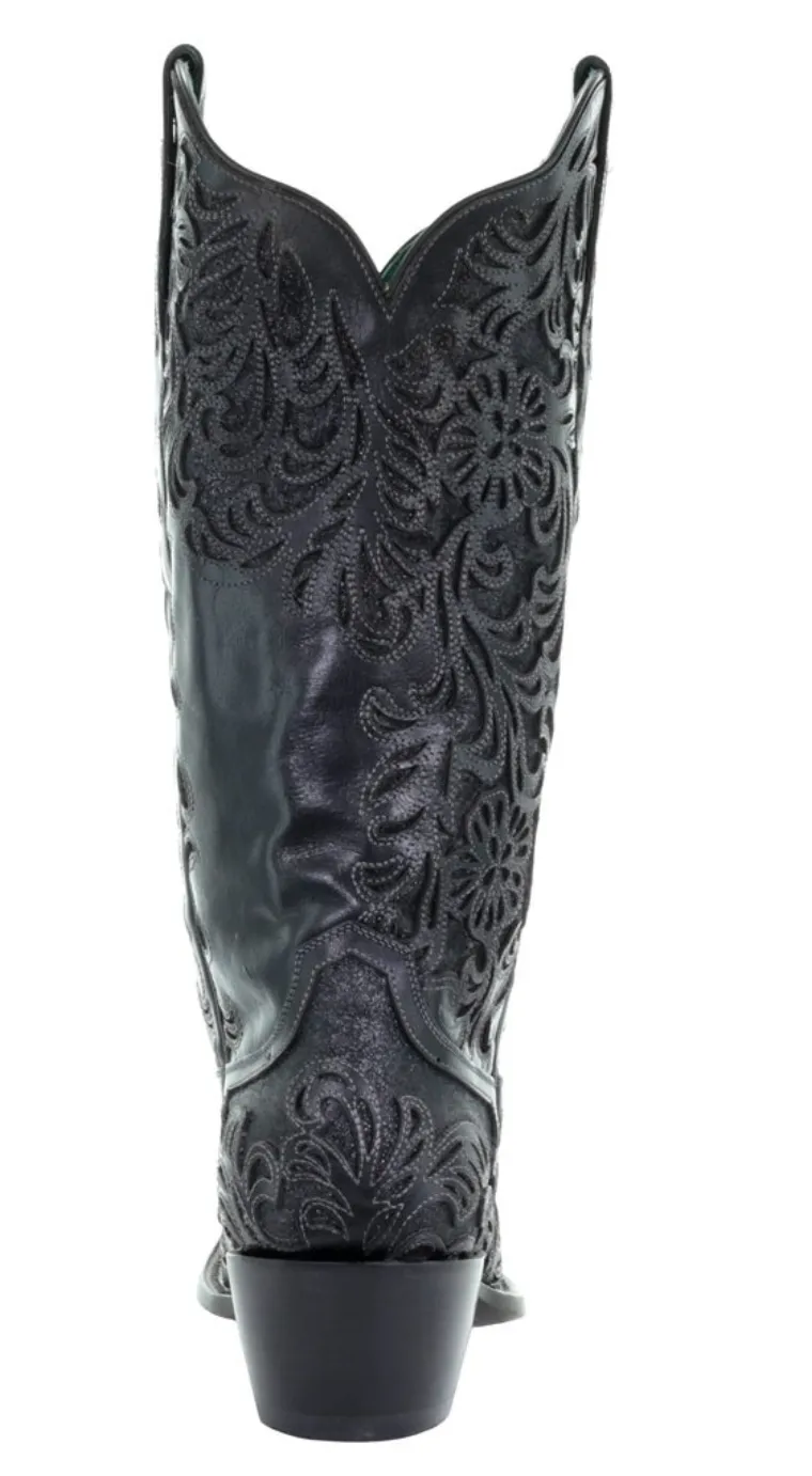 CORRAL WOMEN'S BLACK FULL INLAY BOOT - G1417