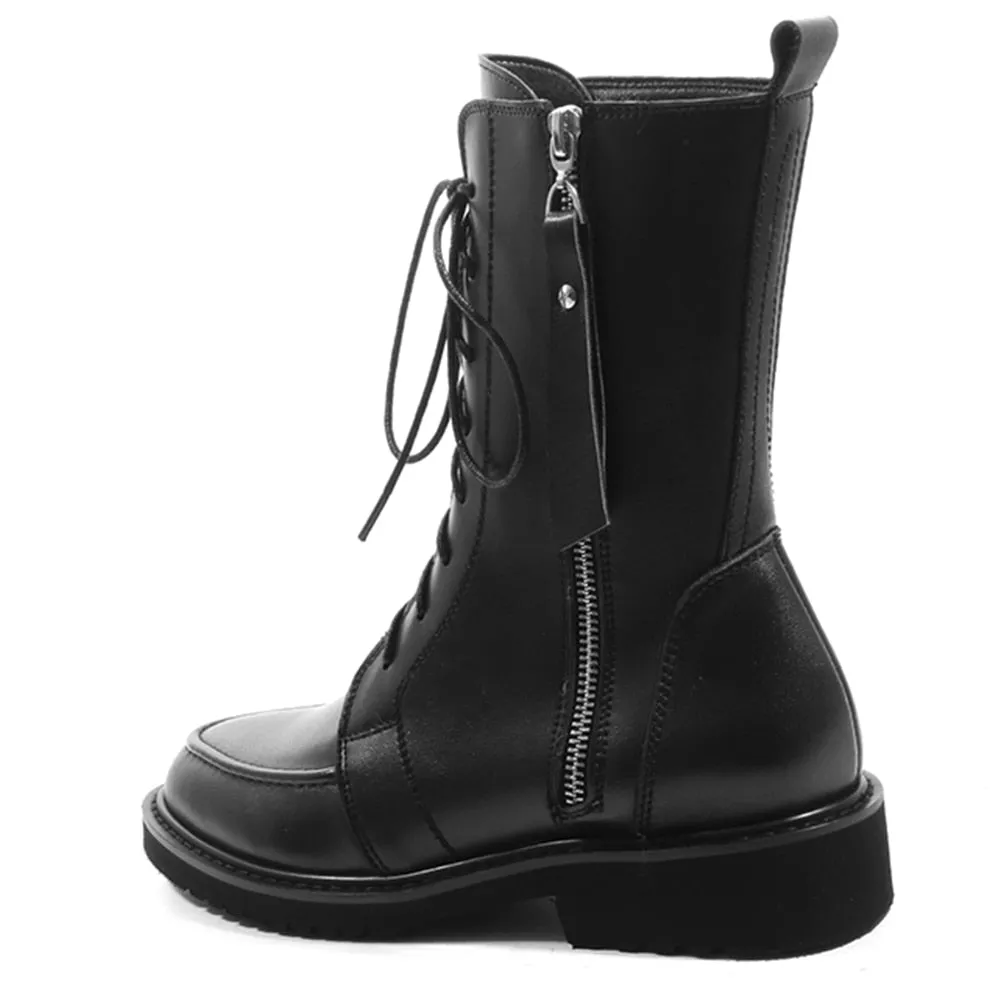 Cow Leather martin Woman Mid Calf Boots