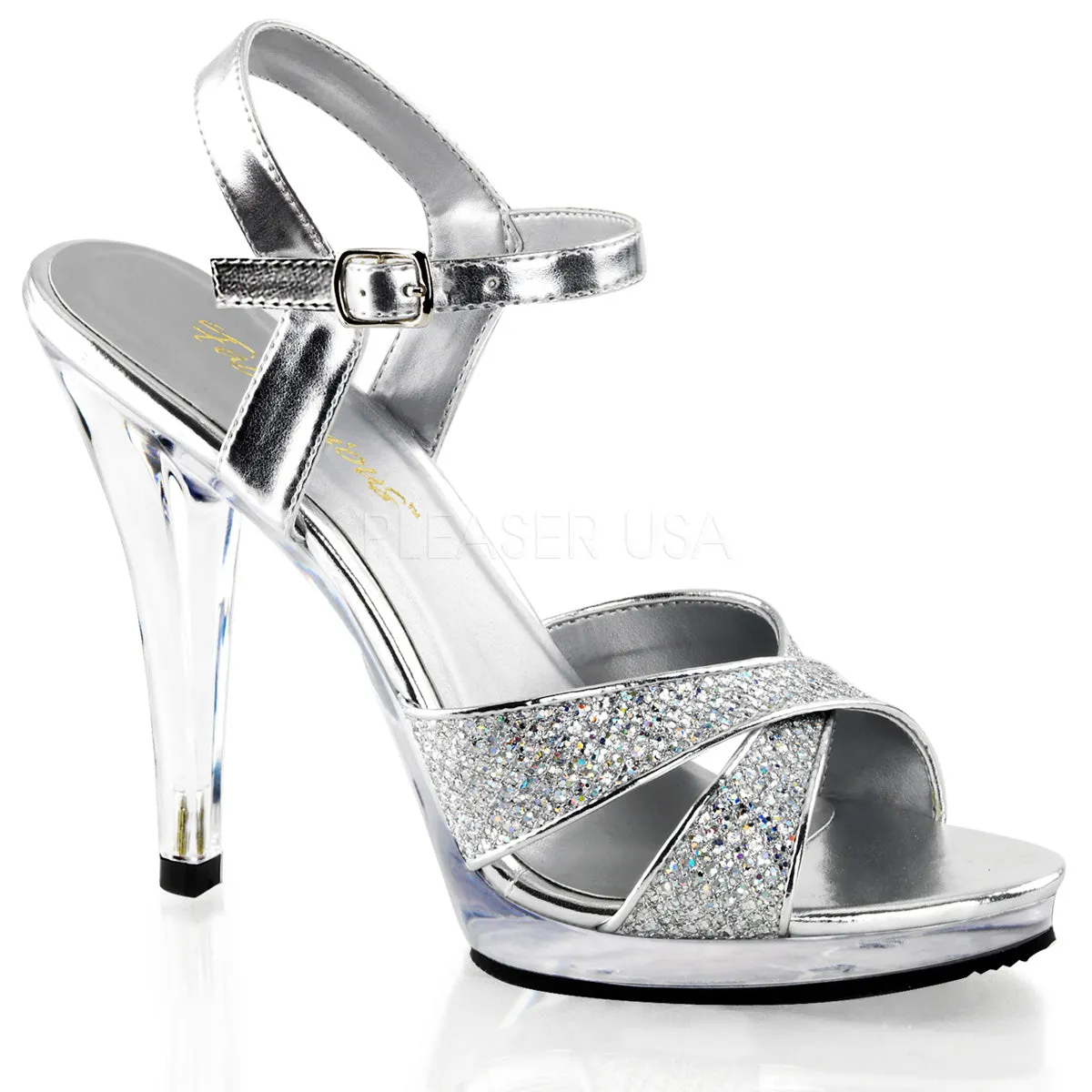 Criss Cross Strap Glitter Sandals with 4.5-inch Heels FLAIR-419G