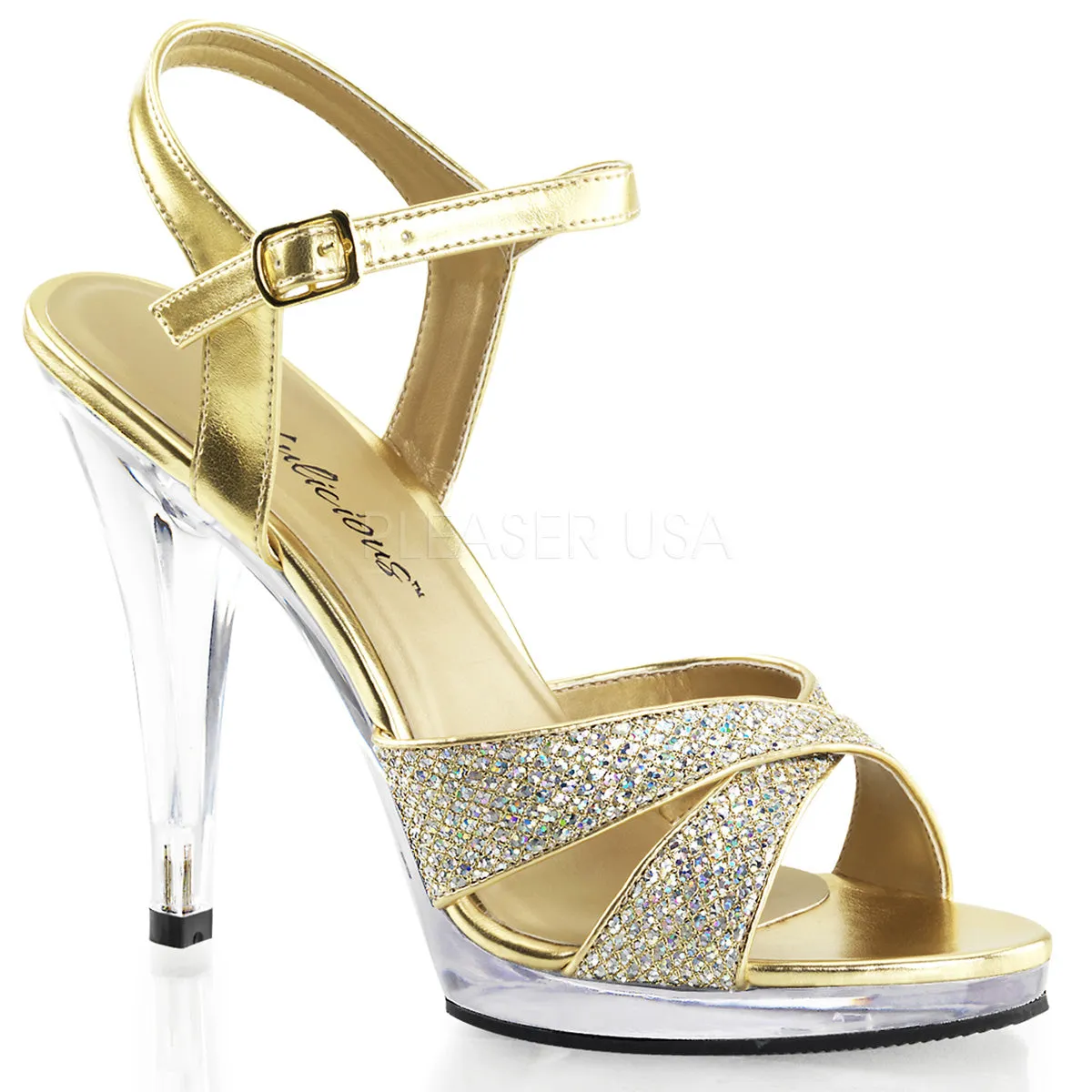 Criss Cross Strap Glitter Sandals with 4.5-inch Heels FLAIR-419G