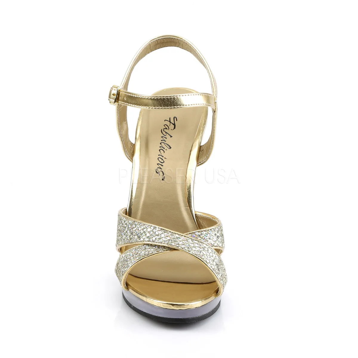 Criss Cross Strap Glitter Sandals with 4.5-inch Heels FLAIR-419G