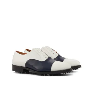 DapperFam Rafael Golf in Navy / White Men's Italian Leather Oxford