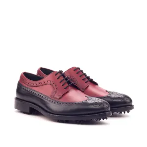 DapperFam Zephyr Golf in Black / Red Men's Italian Leather Longwing Blucher