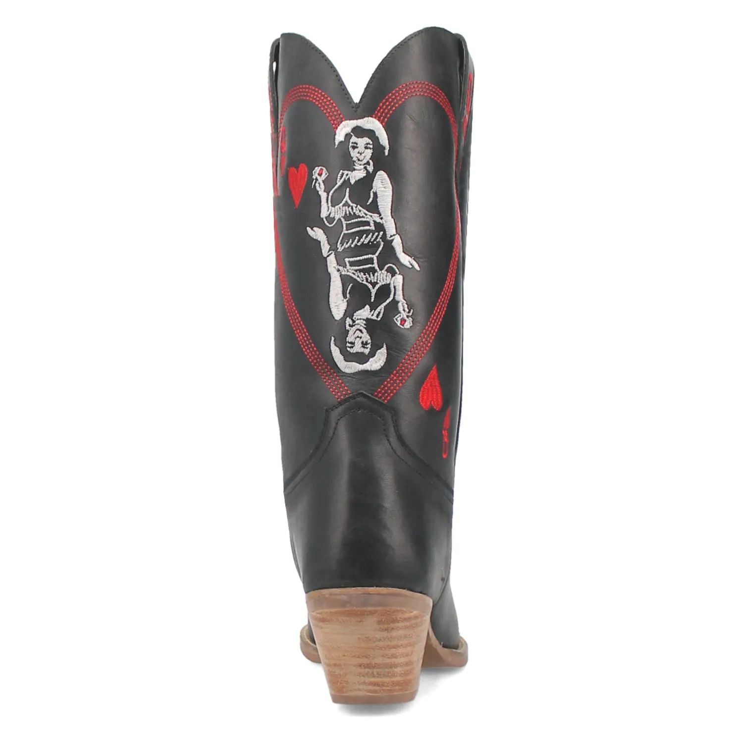 Dingo Womens Queen A Hearts Black Leather Cowboy Boots