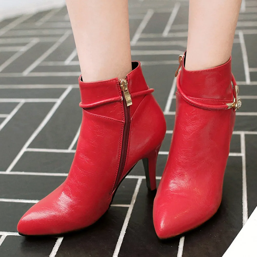 Elegant Booties High Heels Pointed Toe Ankle