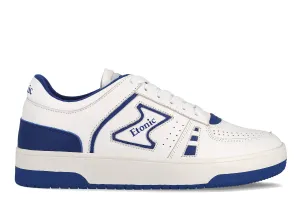 Etonic B509 sneakers in white leather with white canvas collar and electric blue details