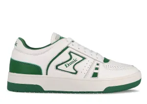 Etonic B509 sneakers in white leather with white canvas collar and grass green details