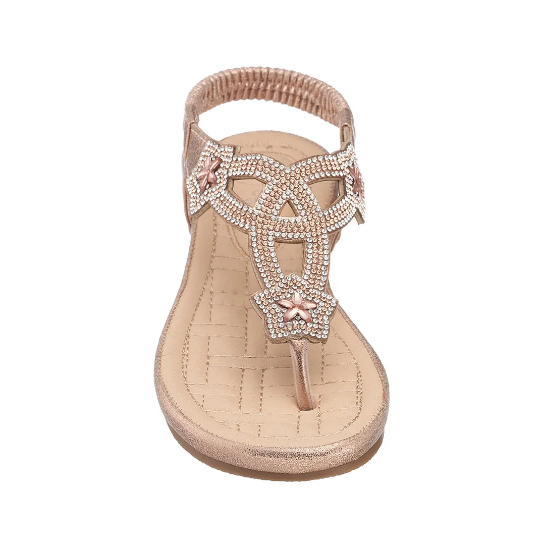 Eva Rose Gold Flat Sandals